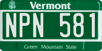 VT license plate NPN581