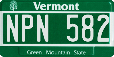 VT license plate NPN582