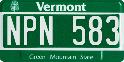 VT license plate NPN583
