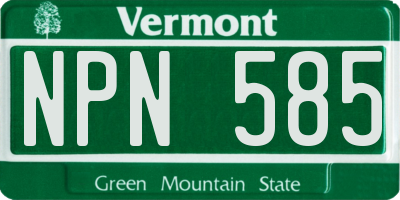 VT license plate NPN585