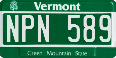 VT license plate NPN589