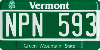 VT license plate NPN593