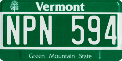 VT license plate NPN594