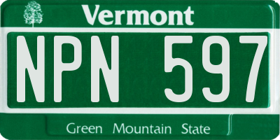 VT license plate NPN597
