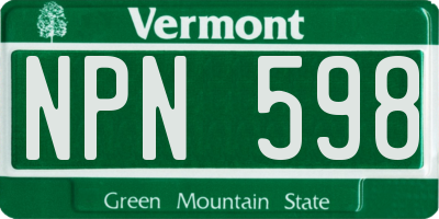 VT license plate NPN598