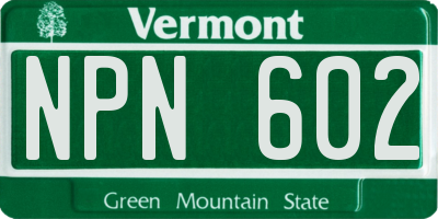 VT license plate NPN602