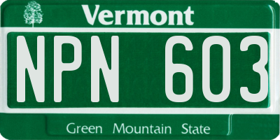 VT license plate NPN603