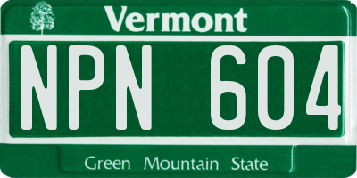 VT license plate NPN604