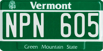 VT license plate NPN605