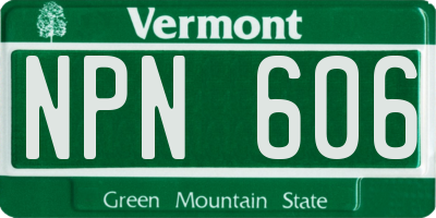 VT license plate NPN606