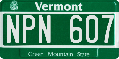 VT license plate NPN607