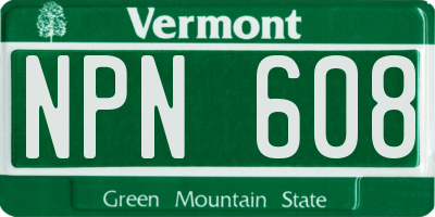 VT license plate NPN608