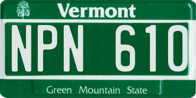 VT license plate NPN610