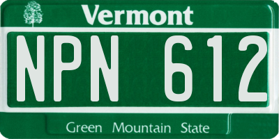 VT license plate NPN612
