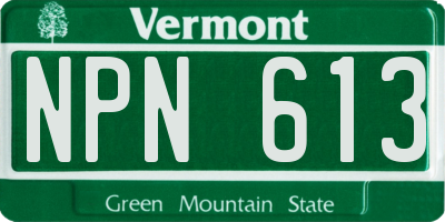 VT license plate NPN613