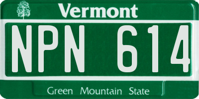 VT license plate NPN614