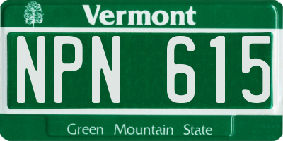 VT license plate NPN615