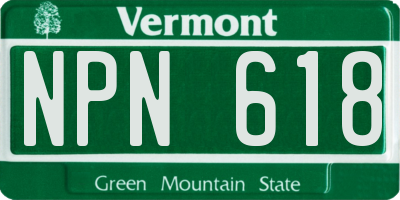 VT license plate NPN618