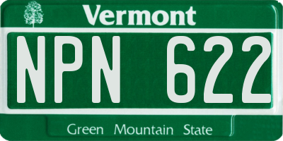 VT license plate NPN622