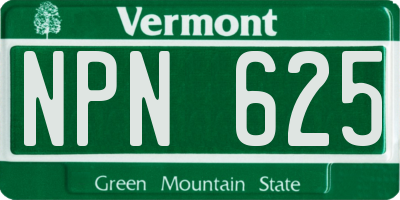 VT license plate NPN625