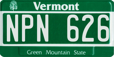 VT license plate NPN626