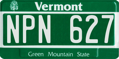 VT license plate NPN627