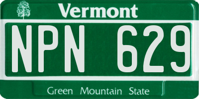 VT license plate NPN629