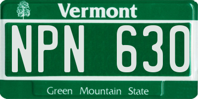 VT license plate NPN630