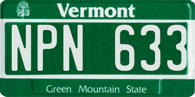 VT license plate NPN633