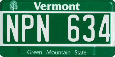 VT license plate NPN634