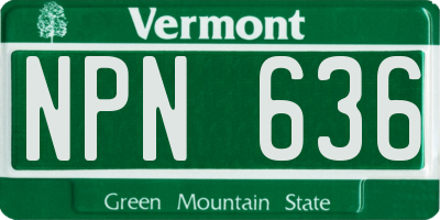 VT license plate NPN636