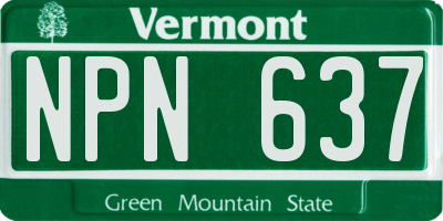 VT license plate NPN637