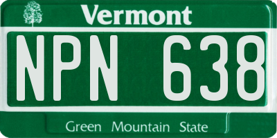VT license plate NPN638