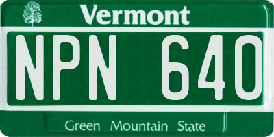 VT license plate NPN640