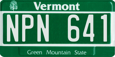 VT license plate NPN641