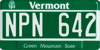 VT license plate NPN642