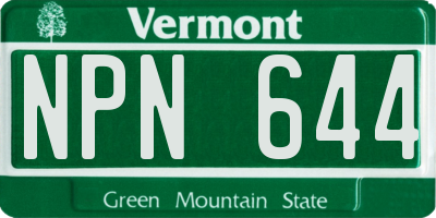 VT license plate NPN644