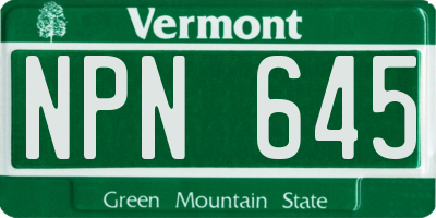 VT license plate NPN645