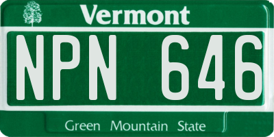 VT license plate NPN646