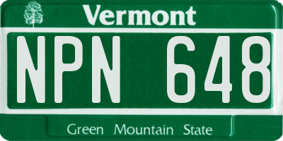 VT license plate NPN648