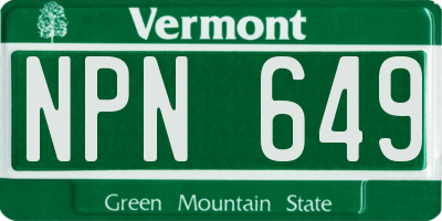 VT license plate NPN649