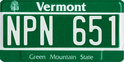 VT license plate NPN651