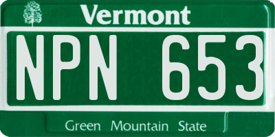 VT license plate NPN653