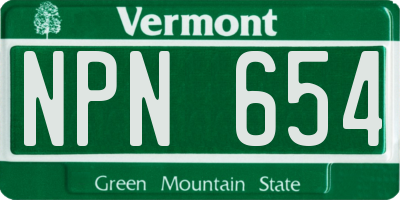 VT license plate NPN654