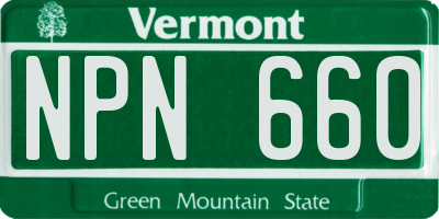 VT license plate NPN660