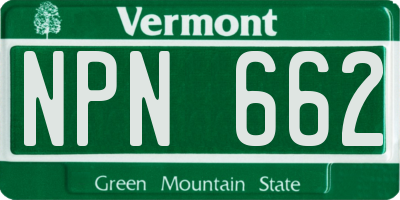 VT license plate NPN662