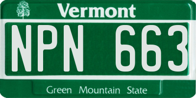 VT license plate NPN663