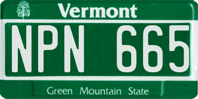 VT license plate NPN665