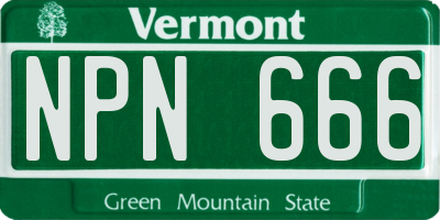 VT license plate NPN666