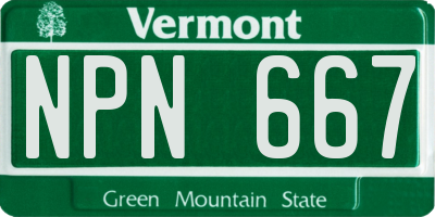 VT license plate NPN667